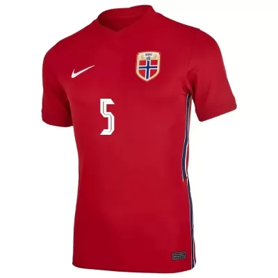 Női Norvég labdarúgó-válogatott Birger Meling #5 Hazai Piros 2021 Mez Póló Ing