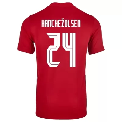 Női Norvég labdarúgó-válogatott Andreas Hanche-Olsen #24 Hazai Piros 2021 Mez Póló Ing