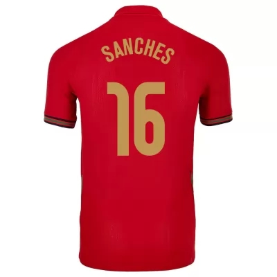 Férfi Portugál labdarúgó-válogatott Renato Sanches #16 Hazai Piros 2021 Mez Póló Ing