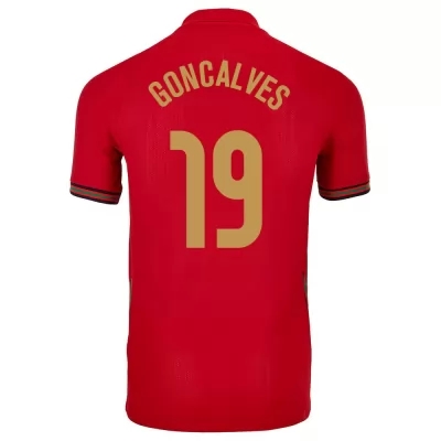 Gyermek Portugál labdarúgó-válogatott Pedro Goncalves #19 Hazai Piros 2021 Mez Póló Ing