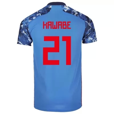 Férfi Japán labdarúgó-válogatott Hayao Kawabe #21 Hazai Sötétkék 2021 Mez Póló Ing