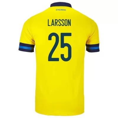 Férfi Svéd Labdarúgó-válogatott Jordan Larsson #25 Hazai Sárga 2021 Mez Póló Ing