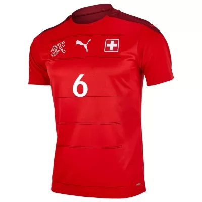 Női Svájci labdarúgó-válogatott Denis Zakaria #6 Hazai Piros 2021 Mez Póló Ing