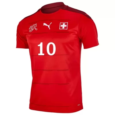 Női Svájci labdarúgó-válogatott Granit Xhaka #10 Hazai Piros 2021 Mez Póló Ing