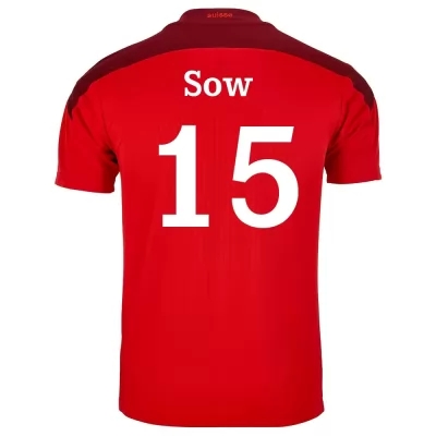Női Svájci labdarúgó-válogatott Djibril Sow #15 Hazai Piros 2021 Mez Póló Ing