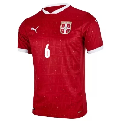 Női Szerb labdarúgó-válogatott Nemanja Maksimovic #6 Hazai Piros 2021 Mez Póló Ing