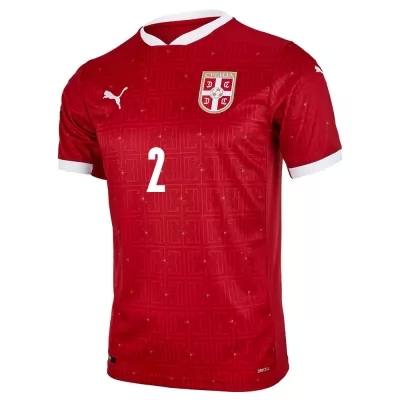 Női Szerb labdarúgó-válogatott Strahinja Pavlovic #2 Hazai Piros 2021 Mez Póló Ing