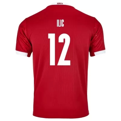 Női Szerb labdarúgó-válogatott Marko Ilic #12 Hazai Piros 2021 Mez Póló Ing