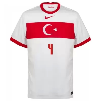 Női Török labdarúgó-válogatott Caglar Soyuncu #4 Hazai Fehér 2021 Mez Póló Ing