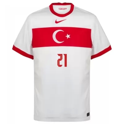 Női Török labdarúgó-válogatott Irfan Can Kahveci #21 Hazai Fehér 2021 Mez Póló Ing