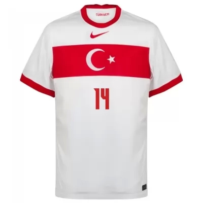 Női Török labdarúgó-válogatott Taylan Antalyali #14 Hazai Fehér 2021 Mez Póló Ing