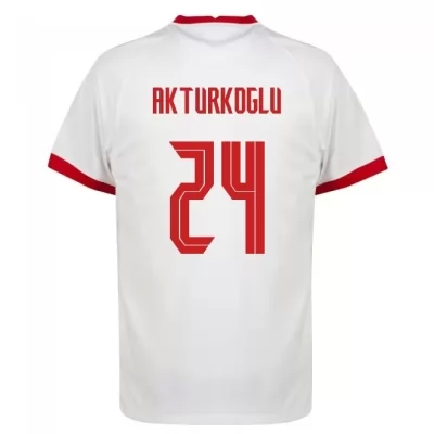 Női Török labdarúgó-válogatott Kerem Akturkoglu #24 Hazai Fehér 2021 Mez Póló Ing