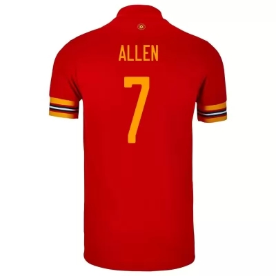 Férfi Walesi Labdarúgó-válogatott Joe Allen #7 Hazai Piros 2021 Mez Póló Ing