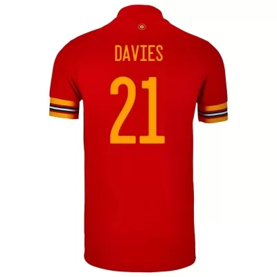 Női Walesi labdarúgó-válogatott Adam Davies #21 Hazai Piros 2021 Mez Póló Ing