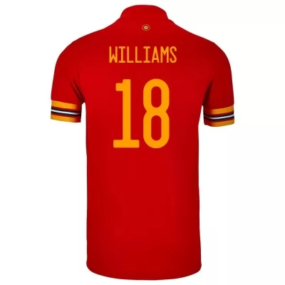 Férfi Walesi Labdarúgó-válogatott Jonathan Williams #18 Hazai Piros 2021 Mez Póló Ing