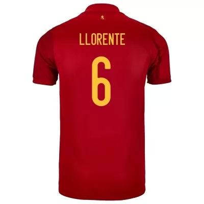 Férfi Spanyol labdarúgó-válogatott Marcos Llorente #6 Hazai Piros 2021 Mez Póló Ing