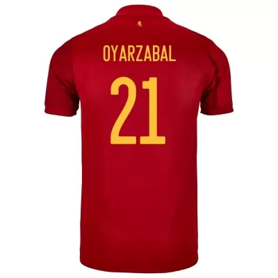 Férfi Spanyol labdarúgó-válogatott Mikel Oyarzabal #21 Hazai Piros 2021 Mez Póló Ing