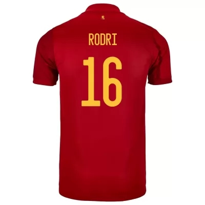 Férfi Spanyol labdarúgó-válogatott Rodri #16 Hazai Piros 2021 Mez Póló Ing
