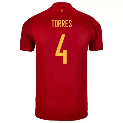 Gyermek Spanyol labdarúgó-válogatott Pau Torres #4 Hazai Piros 2021 Mez Póló Ing