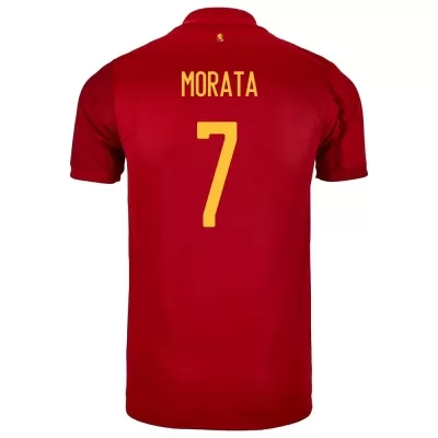 Gyermek Spanyol labdarúgó-válogatott Alvaro Morata #7 Hazai Piros 2021 Mez Póló Ing