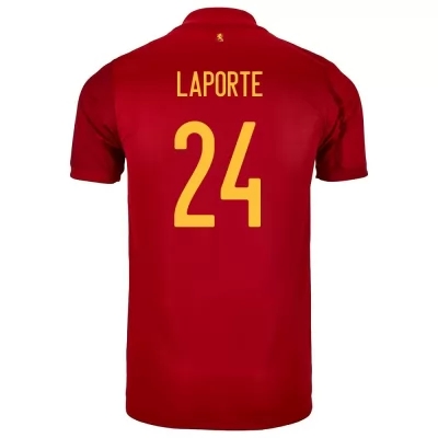 Férfi Spanyol labdarúgó-válogatott Aymeric Laporte #24 Hazai Piros 2021 Mez Póló Ing