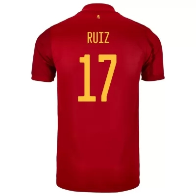Férfi Spanyol labdarúgó-válogatott Fabian Ruiz #17 Hazai Piros 2021 Mez Póló Ing
