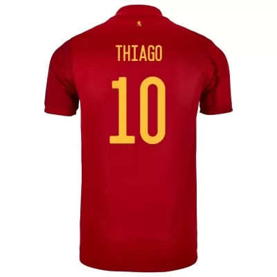 Gyermek Spanyol labdarúgó-válogatott Thiago #10 Hazai Piros 2021 Mez Póló Ing