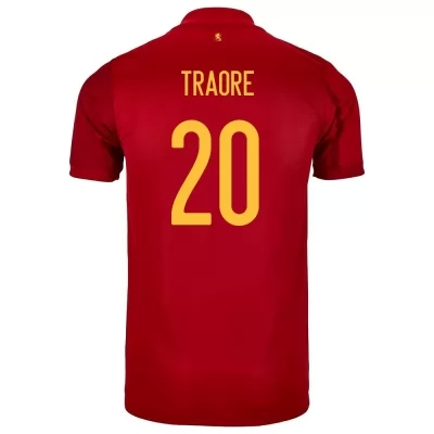 Férfi Spanyol labdarúgó-válogatott Adama Traore #20 Hazai Piros 2021 Mez Póló Ing