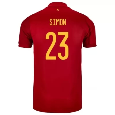 Gyermek Spanyol labdarúgó-válogatott Unai Simon #23 Hazai Piros 2021 Mez Póló Ing