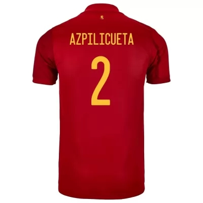 Férfi Spanyol labdarúgó-válogatott Cesar Azpilicueta #2 Hazai Piros 2021 Mez Póló Ing