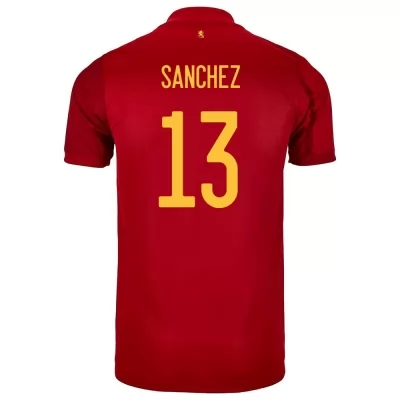 Férfi Spanyol labdarúgó-válogatott Robert Sanchez #13 Hazai Piros 2021 Mez Póló Ing