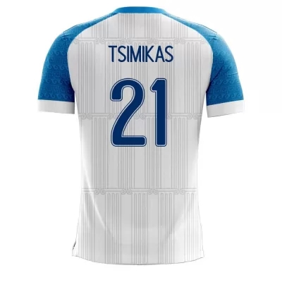Női Görög labdarúgó-válogatott Konstantinos Tsimikas #21 Hazai Fehér 2021 Mez Póló Ing