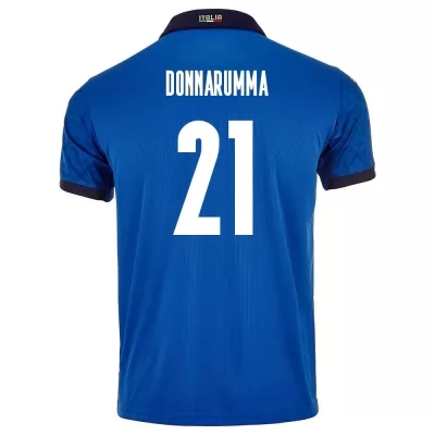 Férfi Olasz labdarúgó-válogatott Gianluigi Donnarumma #21 Hazai Kék 2021 Mez Póló Ing