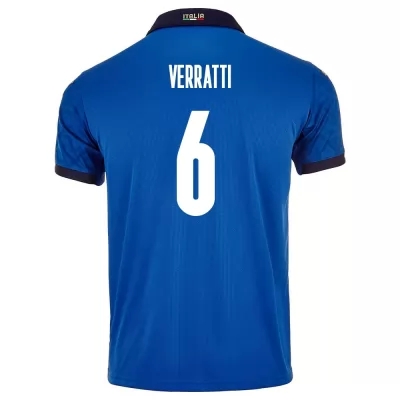 Férfi Olasz labdarúgó-válogatott Marco Verratti #6 Hazai Kék 2021 Mez Póló Ing