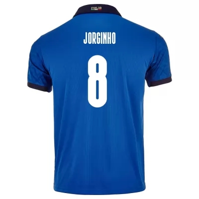 Férfi Olasz labdarúgó-válogatott Jorginho #8 Hazai Kék 2021 Mez Póló Ing