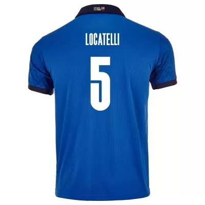 Női Olasz labdarúgó-válogatott Manuel Locatelli #5 Hazai Kék 2021 Mez Póló Ing
