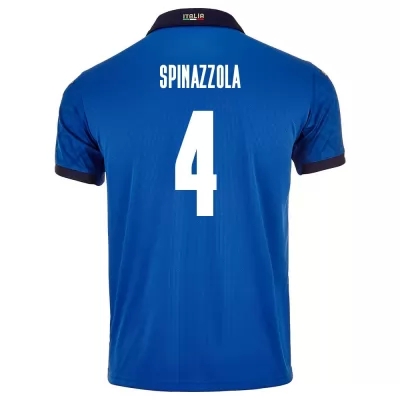 Férfi Olasz labdarúgó-válogatott Leonardo Spinazzola #4 Hazai Kék 2021 Mez Póló Ing