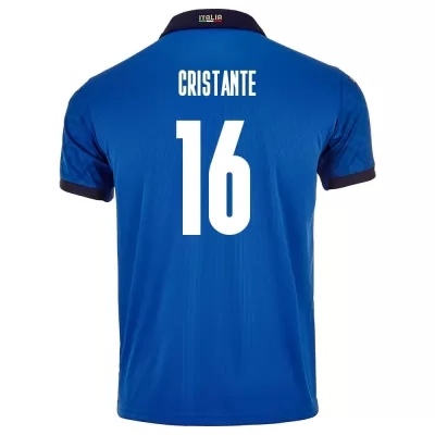 Férfi Olasz labdarúgó-válogatott Bryan Cristante #16 Hazai Kék 2021 Mez Póló Ing