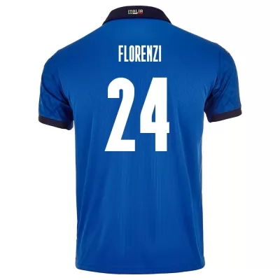 Férfi Olasz labdarúgó-válogatott Alessandro Florenzi #24 Hazai Kék 2021 Mez Póló Ing
