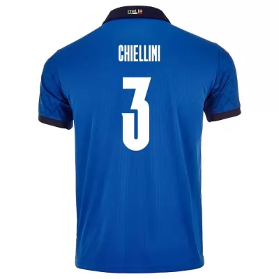 Férfi Olasz labdarúgó-válogatott Giorgio Chiellini #3 Hazai Kék 2021 Mez Póló Ing