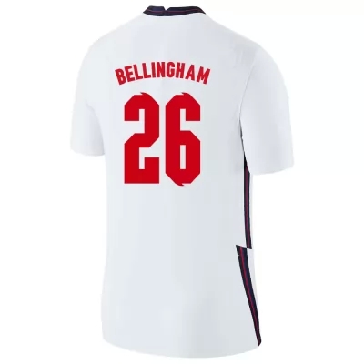 Férfi Angol labdarúgó-válogatott Jude Bellingham #26 Hazai Fehér 2021 Mez Póló Ing
