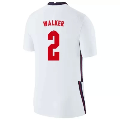Férfi Angol labdarúgó-válogatott Kyle Walker #2 Hazai Fehér 2021 Mez Póló Ing
