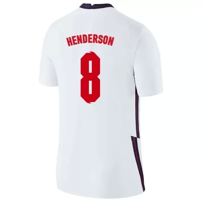 Férfi Angol labdarúgó-válogatott Jordan Henderson #8 Hazai Fehér 2021 Mez Póló Ing