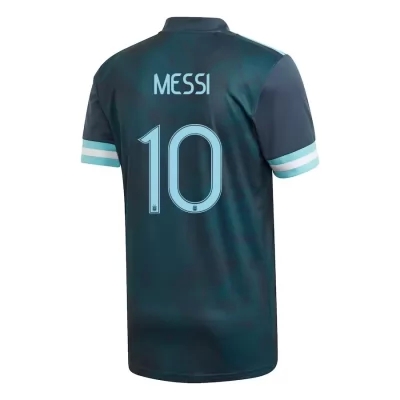 Férfi Argentin labdarúgó-válogatott Lionel Messi #10 Idegenbeli Sötétkék 2021 Mez Póló Ing
