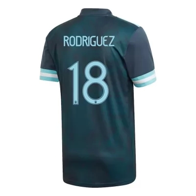 Női Argentin labdarúgó-válogatott Guido Rodriguez #18 Idegenbeli Sötétkék 2021 Mez Póló Ing