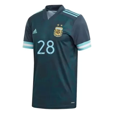 Női Argentin labdarúgó-válogatott Juan Musso #28 Idegenbeli Sötétkék 2021 Mez Póló Ing