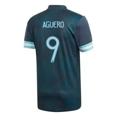 Férfi Argentin labdarúgó-válogatott Sergio Aguero #9 Idegenbeli Sötétkék 2021 Mez Póló Ing