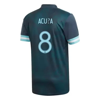 Férfi Argentin labdarúgó-válogatott Marcos Acuña #8 Idegenbeli Sötétkék 2021 Mez Póló Ing