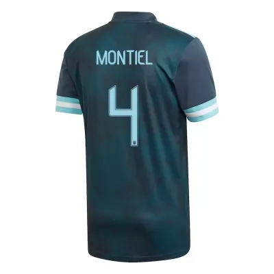 Gyermek Argentin labdarúgó-válogatott Gonzalo Montiel #4 Idegenbeli Sötétkék 2021 Mez Póló Ing