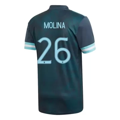 Gyermek Argentin labdarúgó-válogatott Nahuel Molina #26 Idegenbeli Sötétkék 2021 Mez Póló Ing